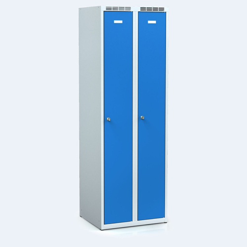Šatní skříňka ALDOP 1800 x 600 x 500  - kovová šatní skříňka v šedomodrém provedení, základní sokl, odolné dvouplášťové dveře