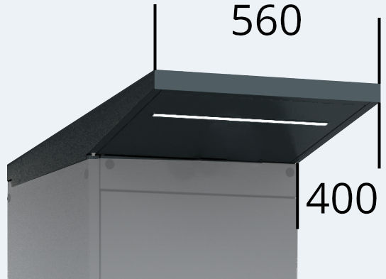 Víko s přesahem a LED osvětlením pro exteriérové skříňové jednotky 560