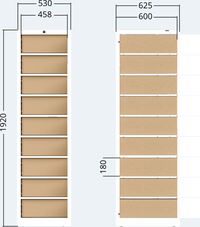 výkres exteriérová skříňová jednotka balíkové výdejní stanice