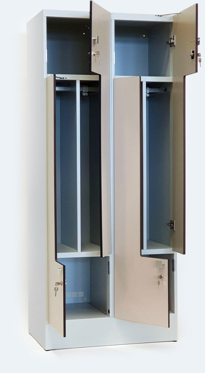 designová kovová šatní skříň s dveřmi z kompaktních desek 