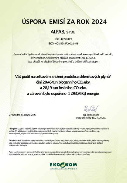 úspora emisí alfa3