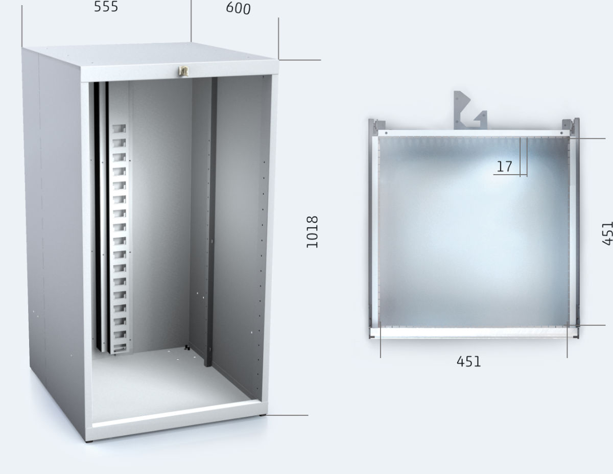 Korpus pro instalaci zásuvek 21U - 2727E výkres