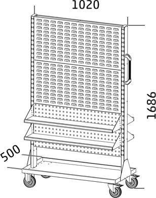Pojizdný stojan s panely pro zavěšení