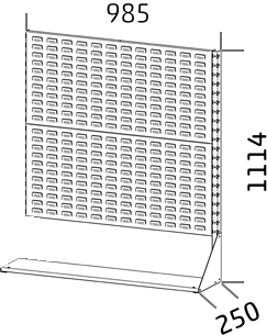 Přístavný stacionární systémový stojan 1114 x 985 x 250 výkres