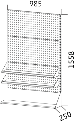Přístavný stacionární systémový stojan 1558 x 985 x 250