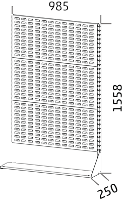 Přístavný stacionární systémový stojan 1558 x 985 x 250 výkres