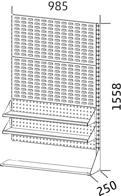 Přístavný stacionární systémový stojan 1558 x 985 x 250 výkres