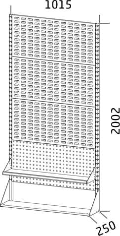 Přístavný stacionární systémový stojan 2002 x 985 x 250 výkres
