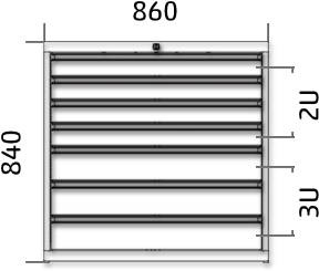 Dílenská zásuvková skříň 840 x 860 x 600 - 7x zásuvka výkres celkového provedení
