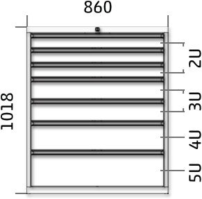 Dílenská zásuvková skříň 1018 x 860 x 600 - 7x zásuvka výkres celkového provedení
