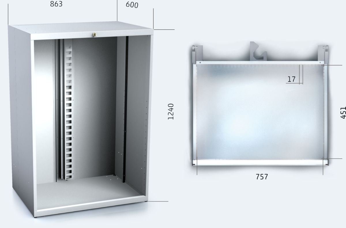 Korpus pro instalaci zásuvek 26U - 4527E výkres