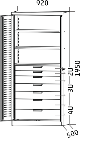 Uni dílenská skříň s otvory pro kotvení
