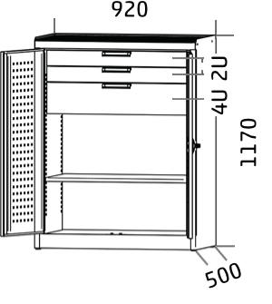 Dílenská systémová skříň s velkou nosností