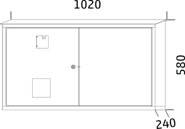 Exteriérová skříň na hasicí přístroje 580 x 1020 x 240 HPV 6 4 A výkres