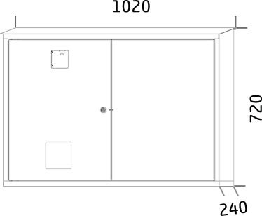 Exteriérová skříň na hasicí přístroje 720 x 1020 x 240 HPV 6 4 B výkres