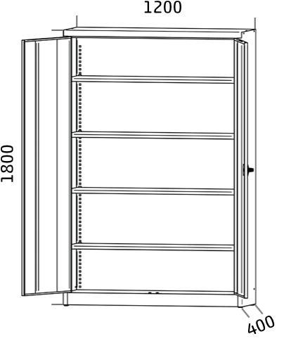 Univerzální dílenská skříň 1800 x 1200 x 400
