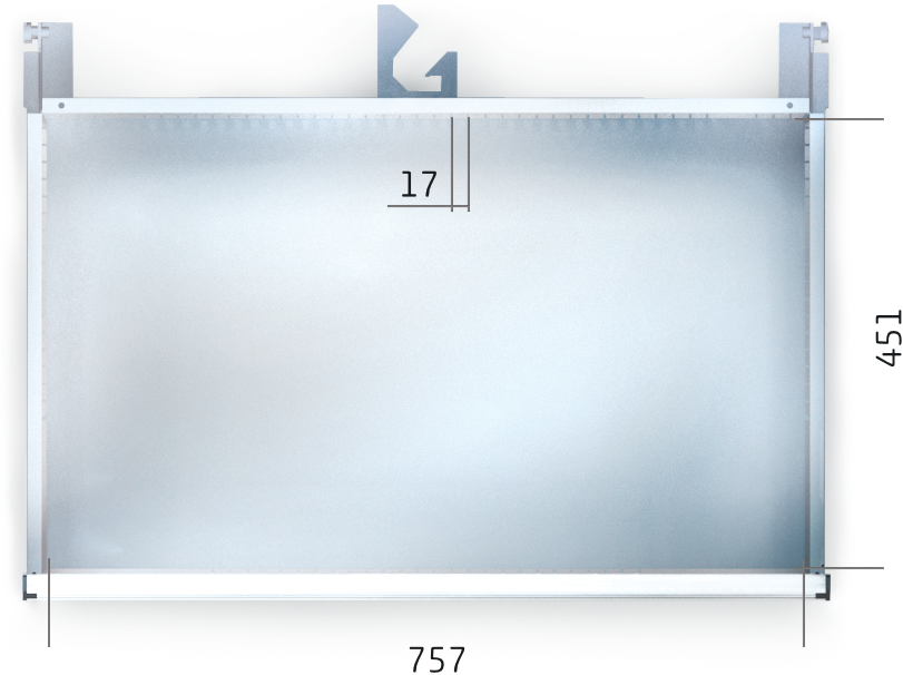 Dílenská zásuvková skříň 1018 x 860 x 600 - 5x zásuvka výkres vnitřního provedení zásuvky
