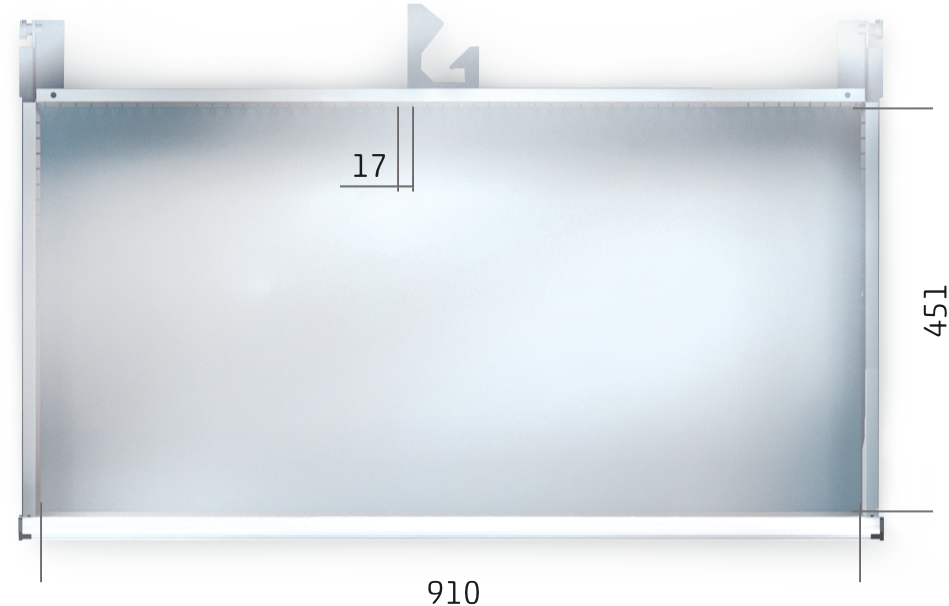 Dílenská zásuvková skříň 840 x 1014 x 600 - 3x zásuvka výkres vnitřního provedení zásuvky