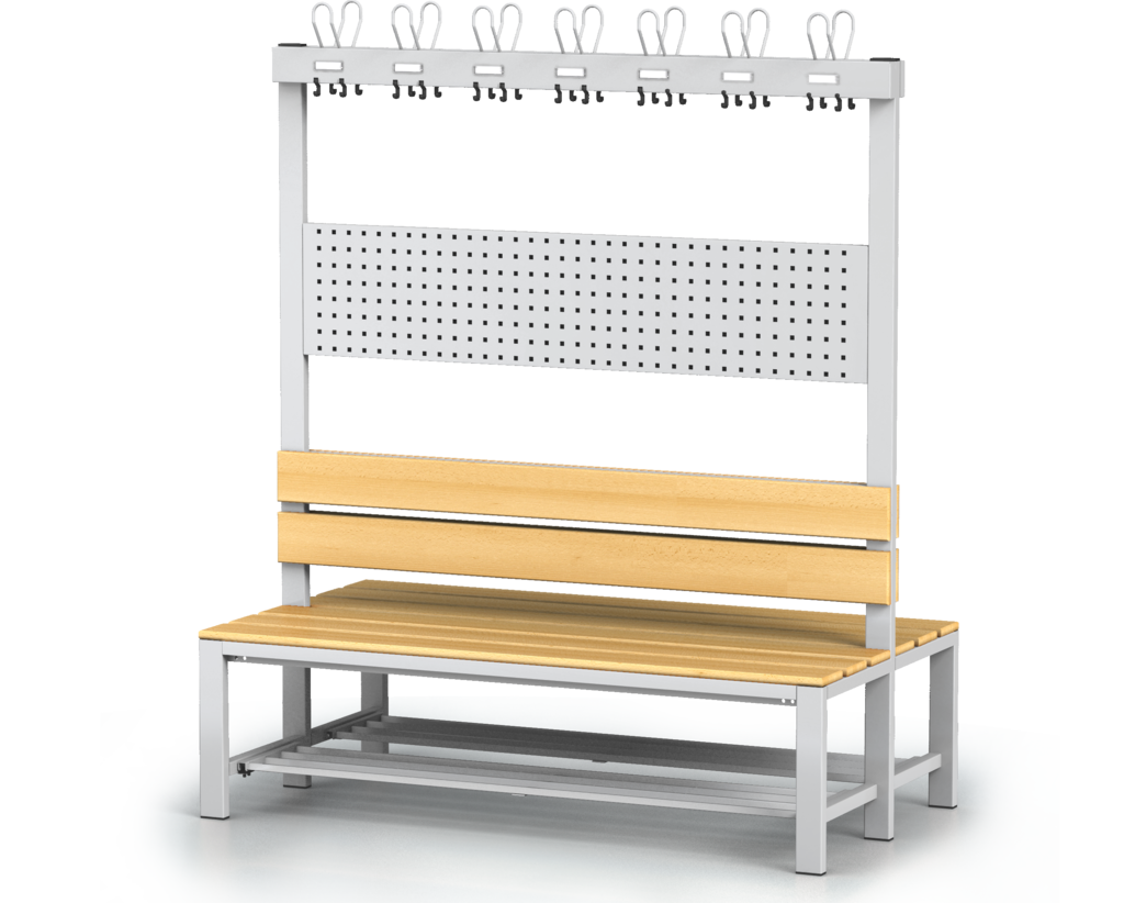 Double Sided Benches With Backrest And Racks Beech Sticks