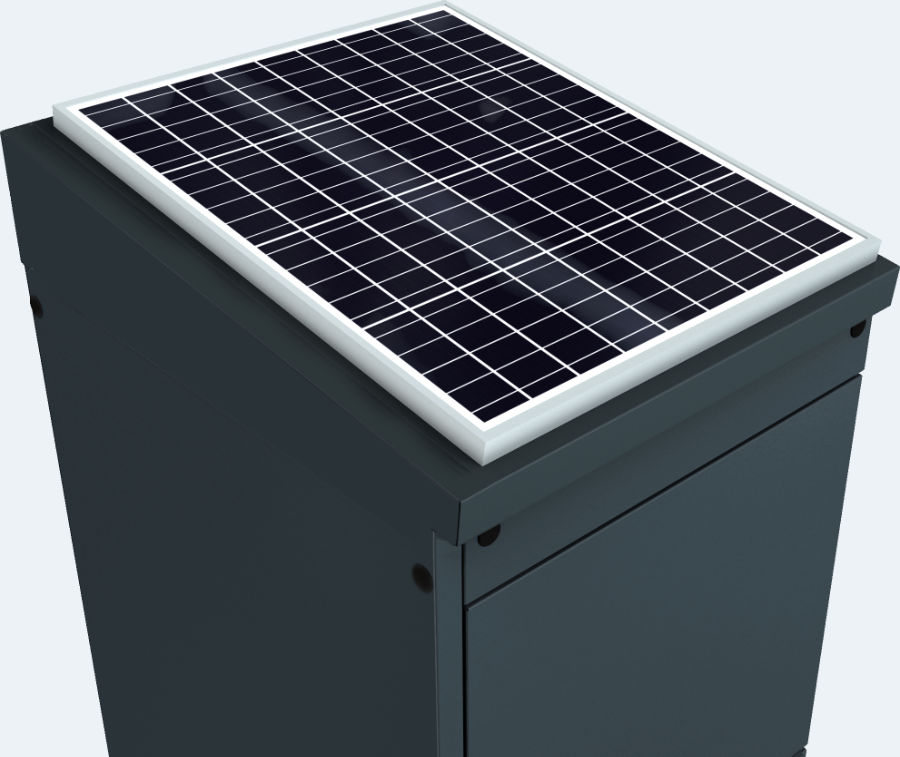 Sešikmené víko se solárním panelem pro exteriérové skříňové jednotky 560 - Sešikmené víko se solárním panelem pro exteriérové skříňové jednotky 560