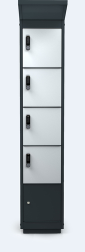 Nabíjecí sestava pro elektrokola - 4x dveře - Kompletní nabíjecí stanice ALFA 3 pro elektrokola – bezpečné uložení a napájení