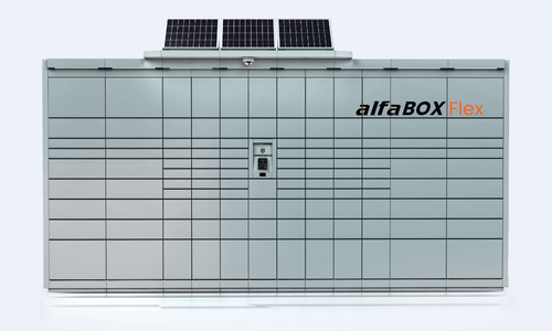 alfaBOX Flex – Solární parcel locker nové generace - AlfaBOX Flex najde využití hlavně tam, kde není přístup k el. Síti