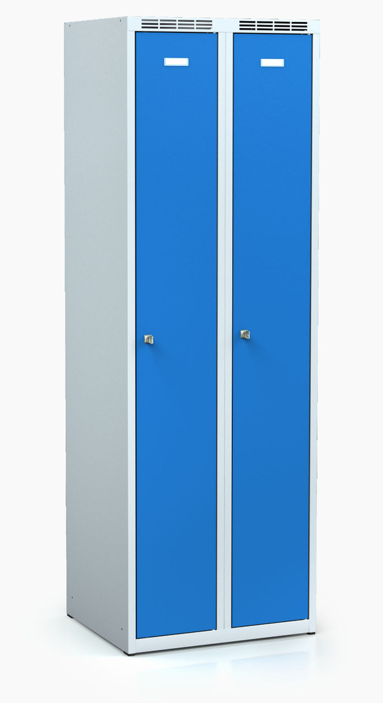 Šatní skříňka ALDOP 1800 x 600 x 500  - ocelová šatní skříňka, šedo-modrá, 2x odolné dvouplášťové dveře