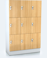 Premium šatní skříňka s devíti uzamykatelnými schránkami ALFORT DD 1920 x 1200 x 520 - f3s4033sdd_buk