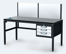 ESD Pracovní stůl ALGERS - 1220 - 1460 x 1600 x 800 - kontejner - perfo - gpl160zh80sk10esd-2