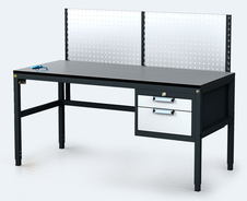 ESD Pracovní stůl ALGERS - 1220 - 1460 x 1600 x 800 - kontejner - perfo - gpl160zh80sk06esd-2