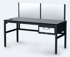 ESD Pracovní stůl ALGERS - 1220 - 1460 x 1600 x 800 - kontejner - perfo - gpl160zh80sk02esd-2