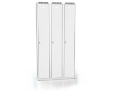Šatní skříňka ALDOP 1800 x 900 x 500 - kovová třídveřová šatní skříňka, šedo-šedá, dvouplášťové dveře