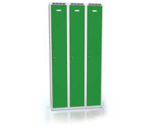 Šatní skříňka ALDOP 1800 x 900 x 500 - kovová třídveřová šatní skříňka, šedo-zelená, dvouplášťové dveře