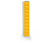 Šatní skříňka s deseti uzamykatelnými schránkami ALSIN 1800 x 300 x 500 - a2m30110s_7035_1023_c1_z