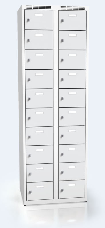 Šatní skříňka s dvaceti uzamykatelnými schránkami ALSIN 1800 x 600 x 500 - a2m30210s_7035_7035_c1_z