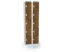 Šatní skříňka s deseti uzamykatelnými schránkami ALDERA 1800 x 600 x 500 - d3m3025o_7035_orech