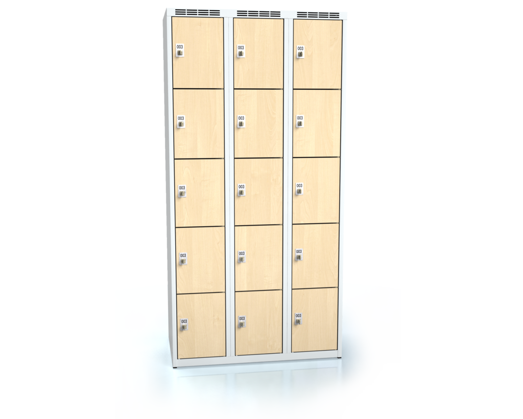 Šatní skříňka s patnácti uzamykatelnými schránkami ALDERA 1800 x 900 x 500 - d3m3035o_7035_briza