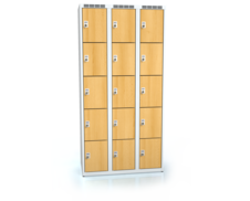 Šatní skříňka s patnácti uzamykatelnými schránkami ALDERA 1800 x 900 x 500 - d3m3035o_7035_buk
