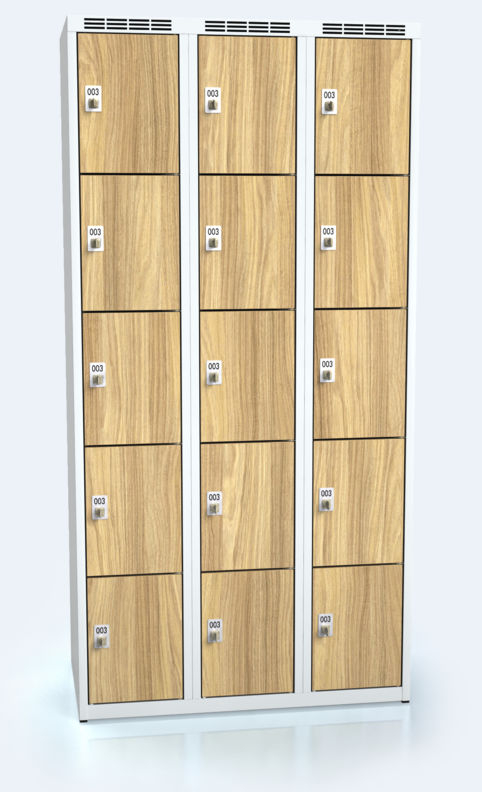 Šatní skříňka s patnácti uzamykatelnými schránkami ALDERA 1800 x 900 x 500 - d3m3035o_7035_dub