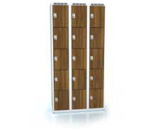 Šatní skříňka s patnácti uzamykatelnými schránkami ALDERA 1800 x 900 x 500 - d3m3035o_7035_orech
