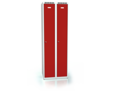 Šatní skříňka ALDOP 1800 x 600 x 500  - kovová šatní skříňka, šedo-červená, 2x dvouplášťové dveře