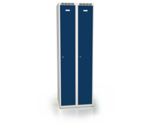 Šatní skříňka ALDOP 1800 x 600 x 500  - kovová šatní skříň, šedo- enziánově modrá, 2x dvouplášťové dveře 