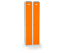 Šatní skříňka ALDOP 1800 x 600 x 500  - kovová šatní skříň, šedo-oranžová, dvouplášťové dveře